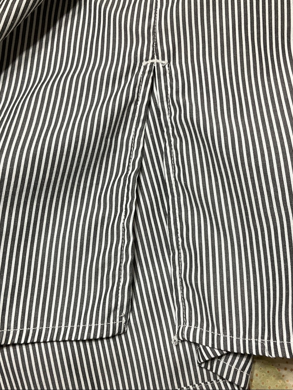 🔥Foxcroft Gray and White Striped Button-Down with Floral Embroidery - Picture 8 of 10